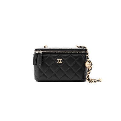 CHANEL SMALL QUILTED VANITY CASE WITH CHAIN AP2303 B18602 94305 (16*10*8cm)